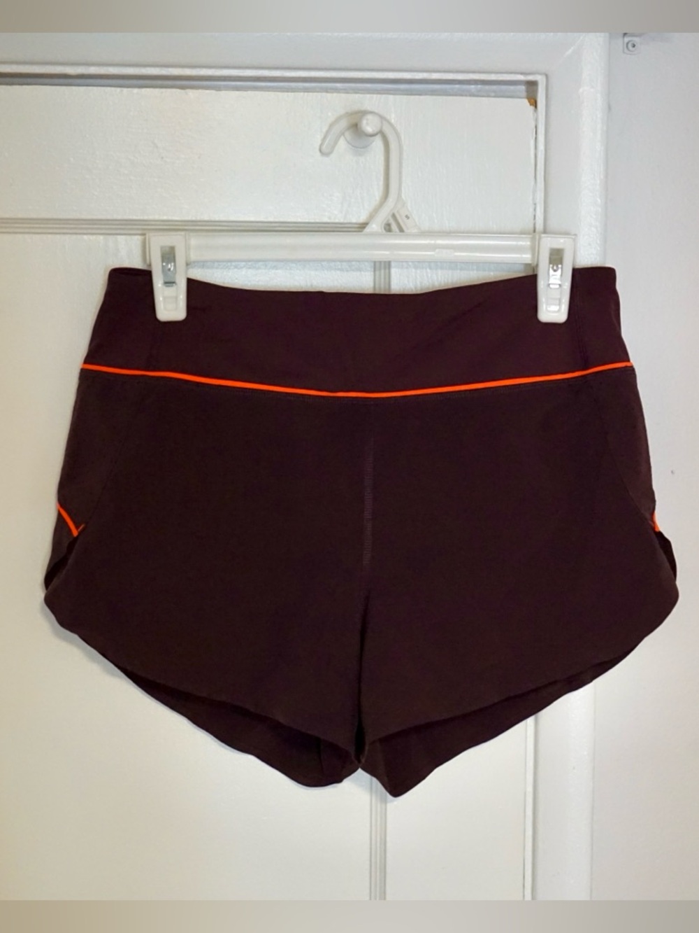 Athleta Maroon Women’s Athletic Shorts with Orange Trim